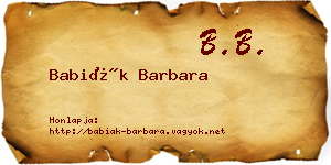 Babiák Barbara névjegykártya